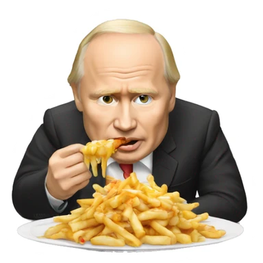 Vladimir Poutine qui mange une poutine  sticker