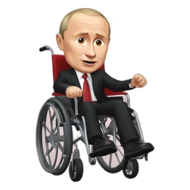 Meatcube vladimir putin small jumping wheelchair blod sticker