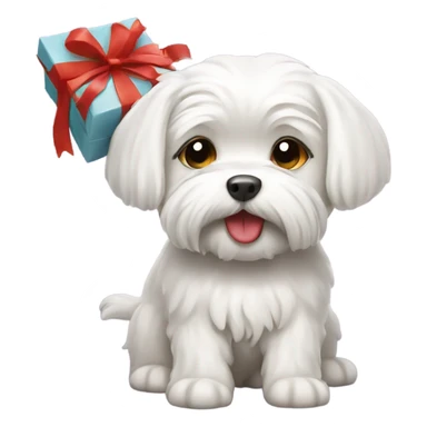 Maltese dog with a gift in its mouth sticker