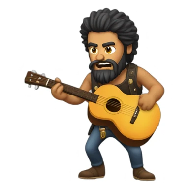 angry Gipsy guy with beard playing guitar sticker