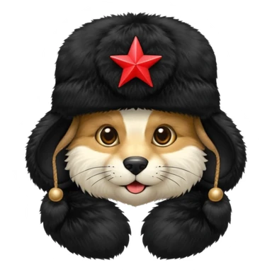 Black ushanka with a red star on it sticker