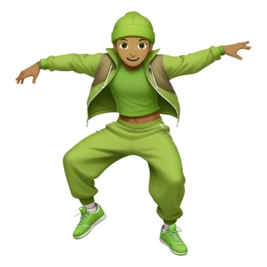 green breakdancer in dynamic pose sticker