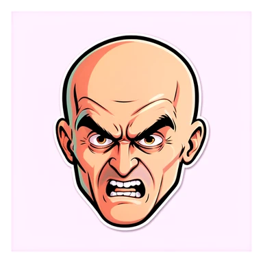 A man that’s mad with no hair sticker