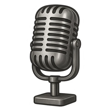 vintage style microphone icon, classic 1950s look, metallic details sticker