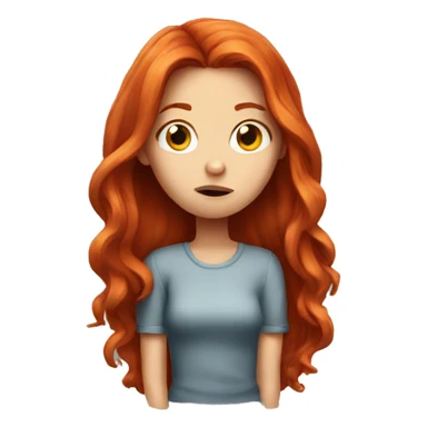 Really bored long red haired girl sticker
