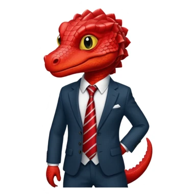 cute red reptile with tie & suit sticker