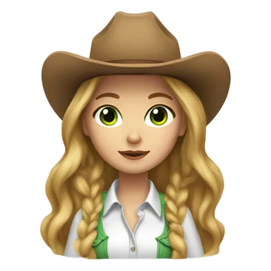 White cowgirl with long light brown hair with green eyes sticker