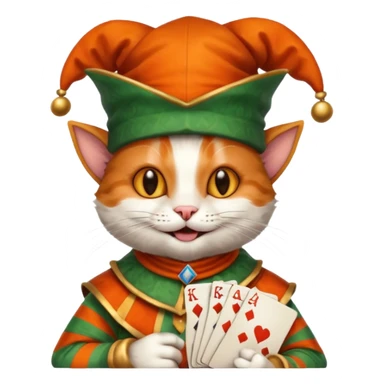 court jester cat medieval, poker cards sticker
