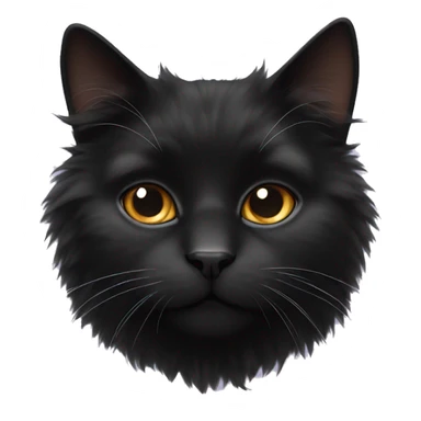Black fluffy cat white nose  sticker