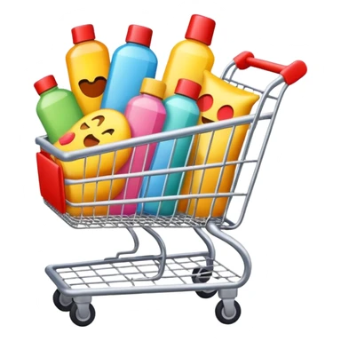 emoji of beauty products are flying into shopping cart
 sticker