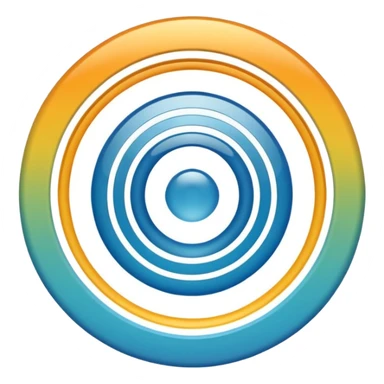 iOS-style 3D emoji: concentric curved sound waves radiating outward from a central point, with smooth glossy shading and soft light reflections sticker