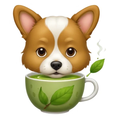 dog drinking matcha sticker