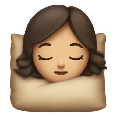 Tan girl with dark brown hair sleeping on pillow, cute sticker