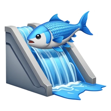 Emoji-style illustration of a fish ladder, flat vector look, bold outlines, minimal details, no background sticker