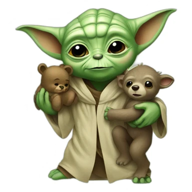 Yoda hold a bear sticker