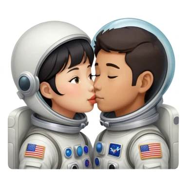 Asian Astronaut couple kissing  sticker