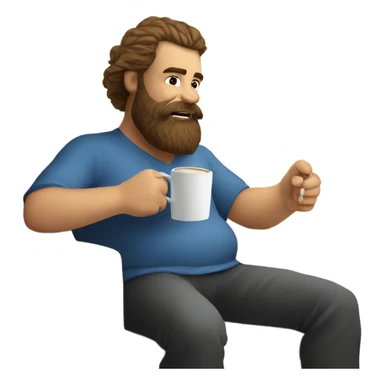 Big bearded man drinking coffee who loves Star Wars in lounge  sticker