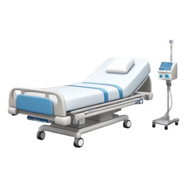 Hospital sleep laboratory with hospital bed, sleep monitoring equipment, medical staff, EEG monitors, and hospital room features sticker