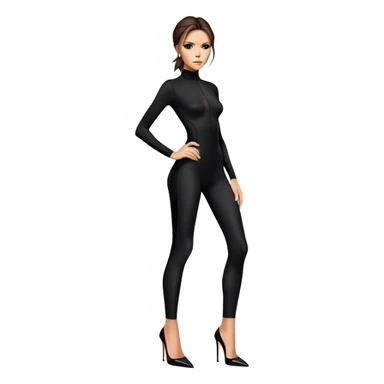 Victoria Beckham black bodysuit wearing black heels sticker
