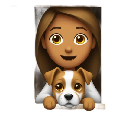 A female person in a dog house  sticker