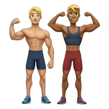 one muscular anm and one skinny arm sticker