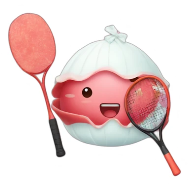 Kawaii jamon with tennis racket sticker