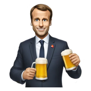 Emanuel Macron qui boit une bière sticker