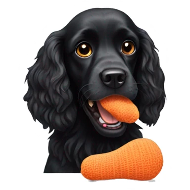 black spaniel eating a sock sticker
