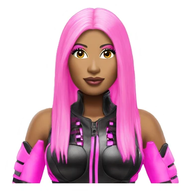 nicki minaj wearing an electronic cyber neon black and pink outfit head shot sticker