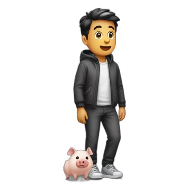 menino magro correndo com um porco preto sticker