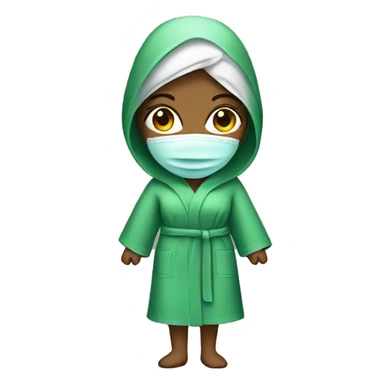 Girl wearing green spa mask and bath robe  sticker
