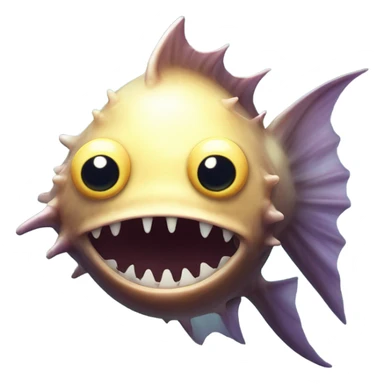 Anglerfish with glowing lure, sharp teeth, and big eyes. sticker