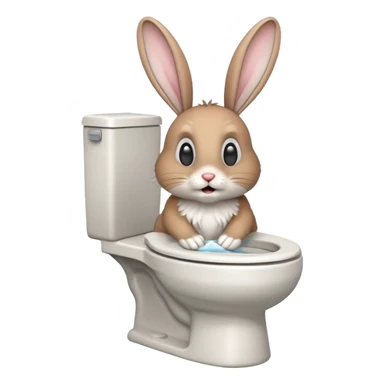 rabbit getting launched off from the toilet sticker