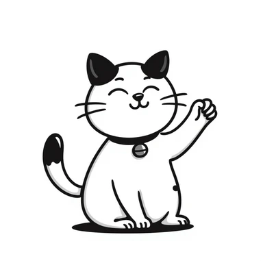 White and black Chinese lucky cat, cute  sticker