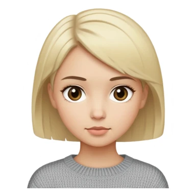 girl with short blond hair, dark eyes and light skin, wearing in grey sweater sticker