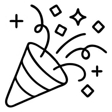 Confetti popping and exploding in celebration, festive paper bits flying outward in an explosion pattern sticker