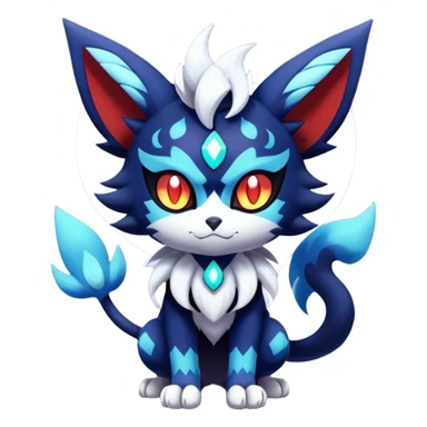 Shiny Evil mExotic Badass Colorful Ethereal Royal Mysterious Gothic Meowstic-Zorua-Litten-Noibat-Pokémon-Fakémon-hybrid-creature (full body) with pattern-markings sticker