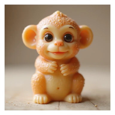 realistic candy shaped like a cute monkey, photorealistic style sticker