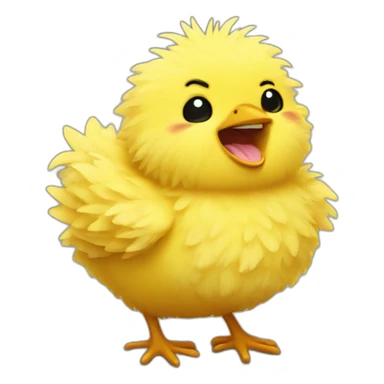 yellow fluffy chick laughing hard sticker