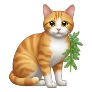 cat with cat herb sticker