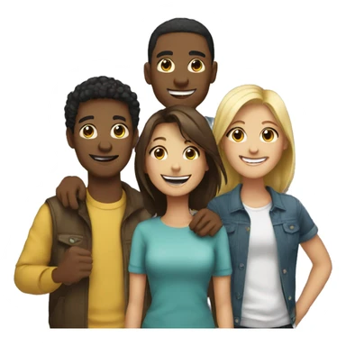 happy group of friends together sticker