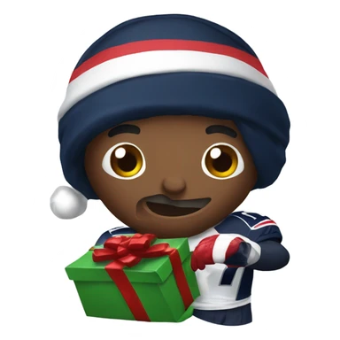 Patriots player opening a stocking sticker
