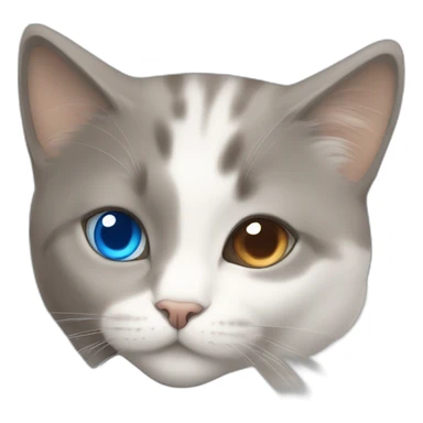 light gray, blue eyed cat cuddles brown highlighted colored girl sticker