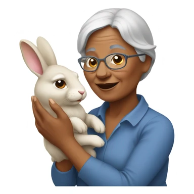 Grandmother with bunny rabbit sticker