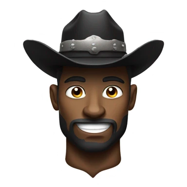 A Muscular black bull wearing cowboy hat sticker