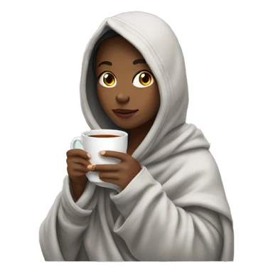 Girl with hoodie in blanket drinking tea sticker