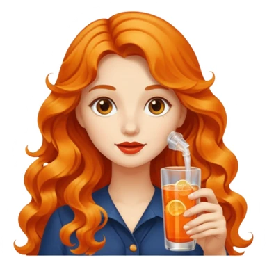 Ragazza con capelli lunghi mossi che beve spritz  sticker