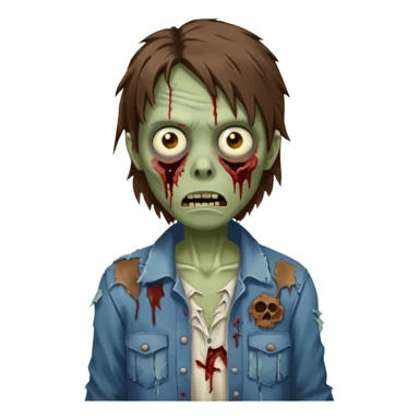 Zombie with lil bit curly medium brown hairi sticker