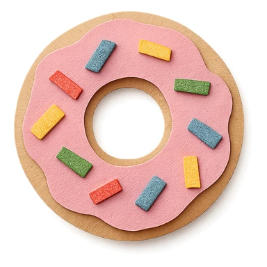 donut in paper craft style, folded paper texture, colorful sticker