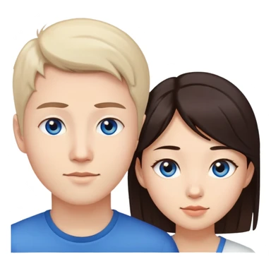 Asian girl with brown eyes and white boy with blue eyes couple sticker